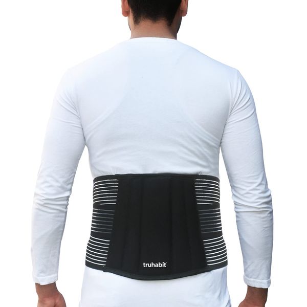 TruHabit Metal Lumbar Sacral Belt Back Pain Belt for Back Pain Relief, Back Support Belt & Lumbar Support Belt Back Belt,Dual Adjustable Back Pain Relief Products Waist Belt for Women Men (Medium)