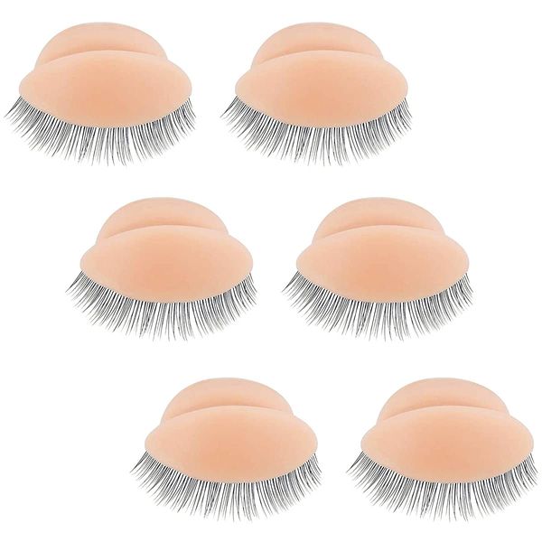 3Pairs Replacement Eyelids Removable Realistic Eyelids with Eyelashes Replaced Eyeballs of Eyelash Mannequin Head for Eyelash Training Practice Makeup Eyelash Extension