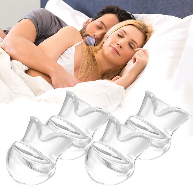 4Pcs Anti Snoring Silicone Tongue Retainer with Box Stop Snore Tongue Device