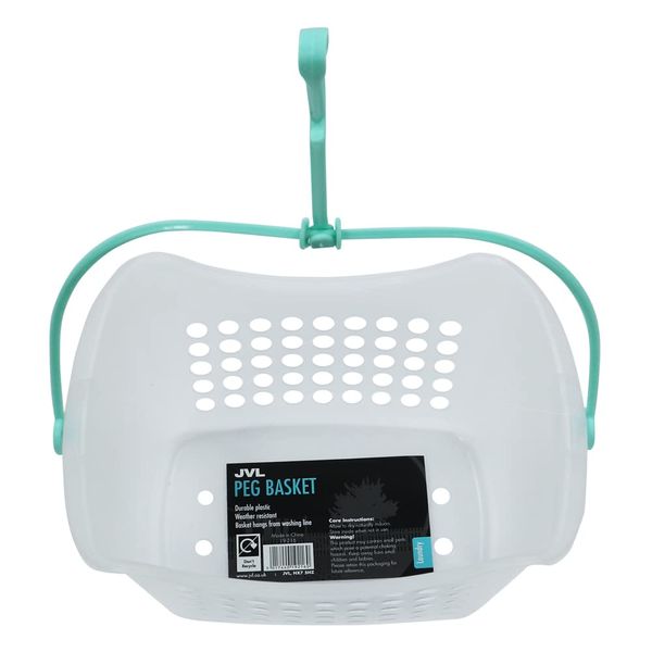JVL Plastic Hanging Peg Basket, Clear/Aqua, One Size, 19-216