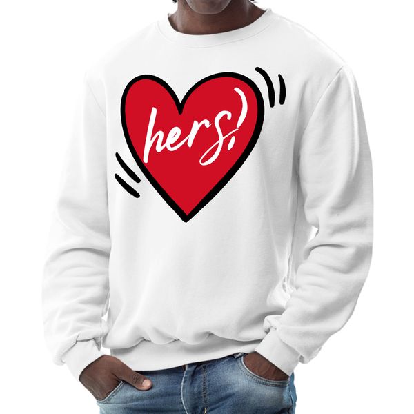 Mens Graphic Sweatshirt, Say it Soul Her Heart, Couples - White / 5XL