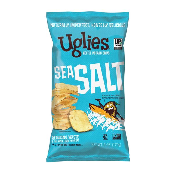 UGLIES Kettle-Cooked Potato Chips, Gluten-Free Snacks, Kosher-Friendly Chips, Non-GMO Snacks for Kids or Office, Lunch Snacks, Individual Snack Packs, Sea Salt Potato Chips, 6 Oz. Each, Pack of 4