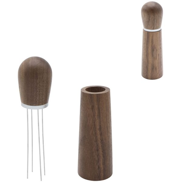 Espresso Coffee Stirrer with Stand,Standable Coffee Stirring Tamper WDT Distribution Tool,Needle Type Distributor Hand Stirrer Natural Wood Handle