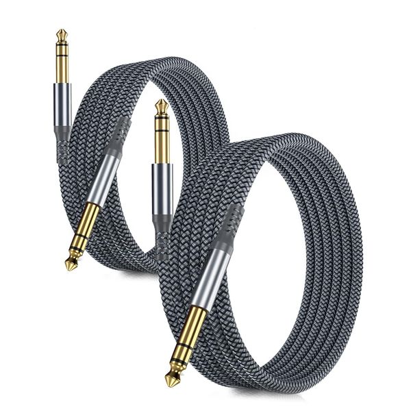 RUXELY 6.35mm TRS Instrument Cable 3M 2-Pack,Straight 1/4 Inch Male Jack Stereo Audio Interconnect Cord,6.35 Balanced Lead Line for Electric Guitar,Bass,Keyboard,Mixer,Amplifier,Amp,Speaker,Equalizer