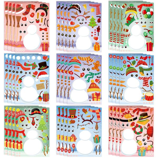 Faccito 36 Sheets Make a Snowman Sticker Craft for Kids DIY Christmas Stickers Winter Holiday Craft Games Xmas Snowman Stickers for Xmas Winter Holiday Snowman Party Game Classroom Activities Supplies