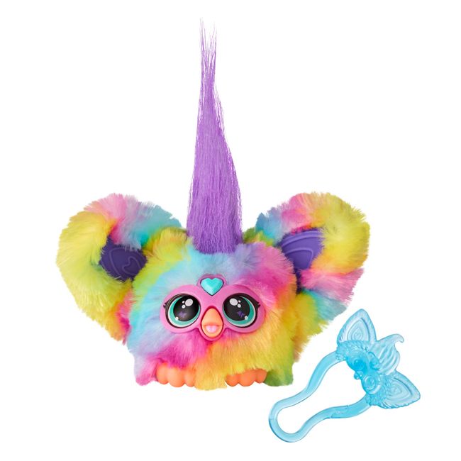 Furby Furblets Ray-Vee Mini Friend, 45+ Sounds, Electronica Music & Furbish Phrases, Electronic Plush Toys, Rainbow, Kids Easter Basket Stuffers or Gifts, Ages 6+