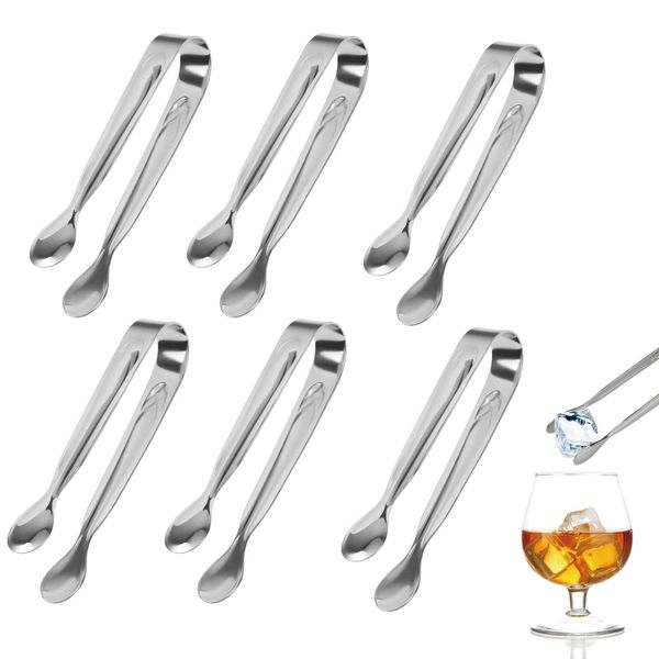 ZoomSky Sugar Tongs, 6pcs Silver U-shaped Ice Tongs Stainless Steel Candy Tongs Mini Serving Tongs Appetizers Tongs Small Kitchen Tongs for Wedding Birthday Party Kitchen Bar Cafe