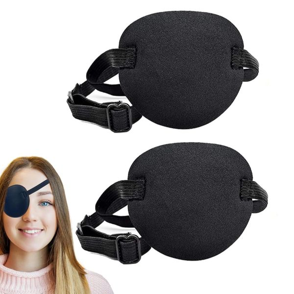 JJiaoLinin Eye Patch, 2PCS Adjustable Eye Patches Medical Eye Patch Comfortable Pirate Eye Patch with Adjustable Buckle Visual Amblyopia Corrected Eye Patches Pirate Eye Patches Black