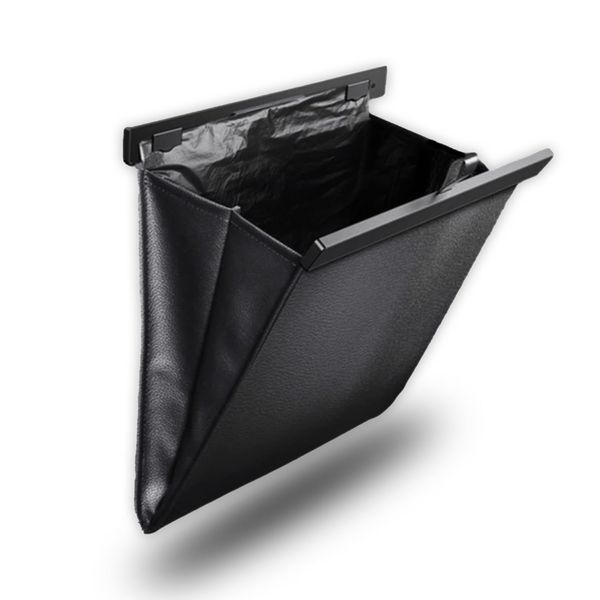 POPOT Car Trash Can [Hook for Multiple Vehicles] Car Trash Can Storage, Small Items, Hanging, Bag Included (Black)