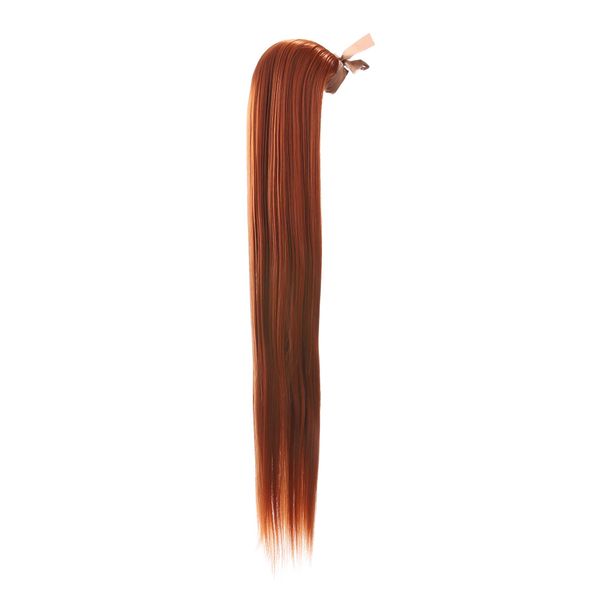 Prettyland 60cm Statikfrei lang-haar glatt Zopf Pferdeschwanz one-Piece Clip-In Haarteil Extensions orange Kupfer-Rot R01