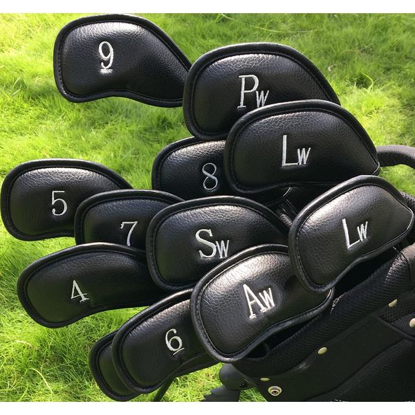 CRAFTSMAN Golf Iron Covers Velcro Closure Headcover Set of 12 (3-9, Aw, Pw, Sw, Lw, Lw) Number Embroidery Wedge Cover Synthetic Leather