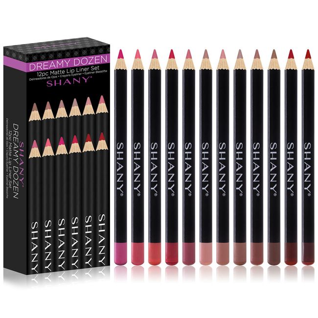 SHANY Dreamy Dozen Matte Lip Liner Set - 12 Long-Lasting Velvet Lipstick Pens