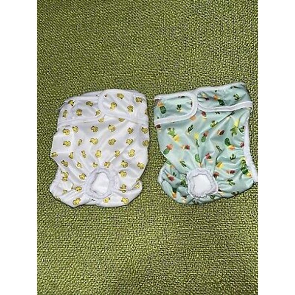 2 Pack Pet Soft Washable Female Dog Diapers Reusable Pet Doggy Diapers