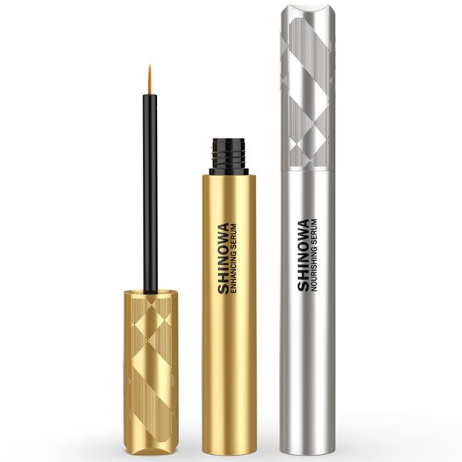 Premium Eyelash Growth Serum by Shinowa,Nourish Lash Enhancing Serum,Boosts Natural Lash Growth for Longer, Thicker, Fuller Eyelashes and Eyebrows (5ml*2)