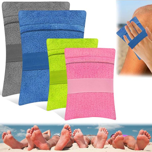 FWUNYVN 4Pcs Sand Remover for Beach,Sand Remover Bag for Adults & Kids,Sand Remover Brush Sand Wipe Off Mitts, Sand Off Bags Beach Vacation Camping Essentials (Talc-Free)