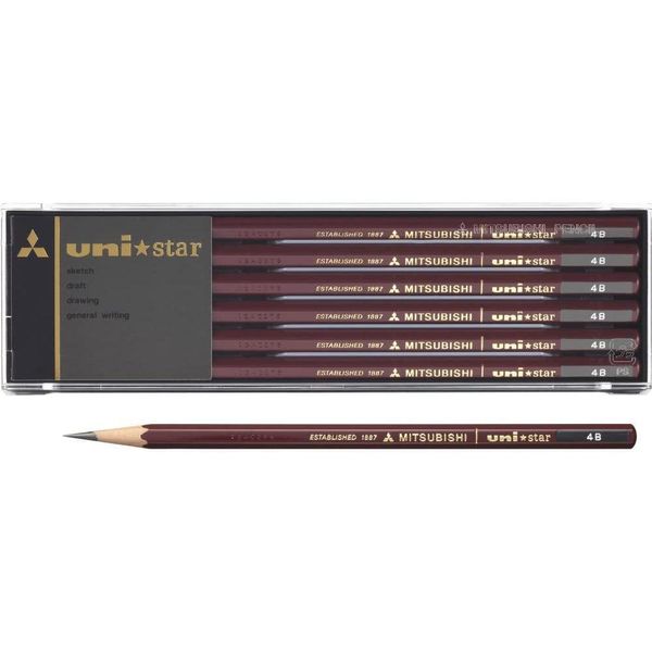 Mitsubishi Uni Star Japanese Graphite Pencils 4B 12 Pieces