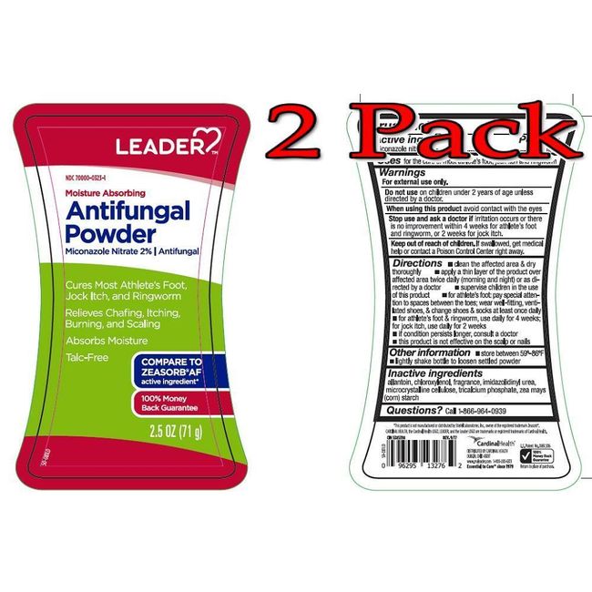 2PK Leader Moisture Absorbing Antifungal Powder, 2.5 oz 096295132762VL