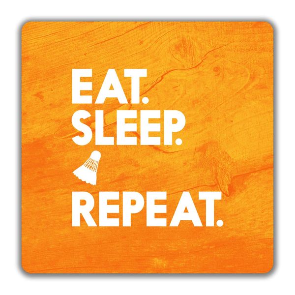 Shopagift Eat Sleep Badminton Repeat 2 Pack Coasters - 9cm x 9cm