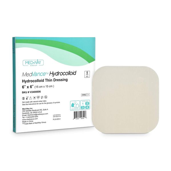 MedVance TM Hydrocolloid – Hydrocolloid Adhesive Thin Dressing 6"X 6" Box of 5 Dressing