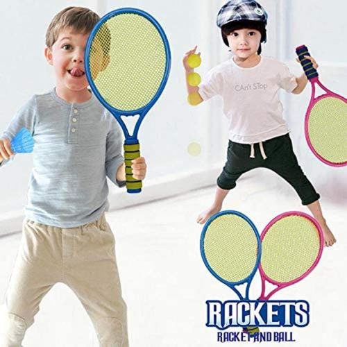 Coolbitz kids Tennis Set with 2 Rackets and 2 Balls Garden Tennis Set for Family Cool Outdoor Game, Light Weight and Smooth Edges, Travel Friendly Improves Kids Sports, set for Children
