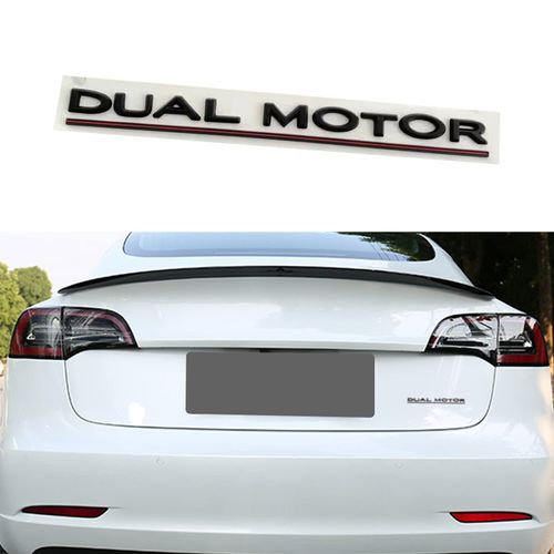 yhcdsea Model 3 Y Dual Motor Badge Emblem Sticker Plaid Decor Compatible for Tesla Model 3 Y X S Accessories (Matt Black-Red Line)