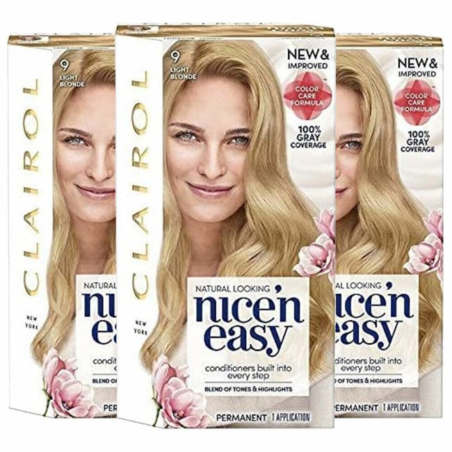 Pack of (3) New Clairol Nice 'n Easy Permanent Color [9] Light Blonde