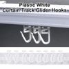 Plastic White Curtain Hooks - 50 Pcs Track Gliders for Caravan, Ceiling & Shower Curtains