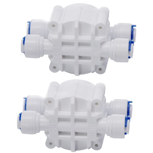 DIGITEN 1/4" Automatic Shut-Off Valve with Quick-Connect Fittings for RO Reverse Osmosis(Pack of 2)