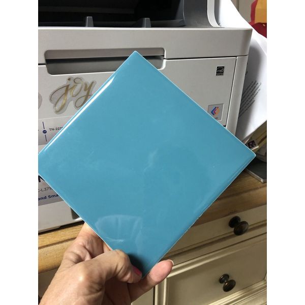 American Olean Bright Matte Q070 Watermelon /Peacock Teal Blue 6 X 6 Wall Tile