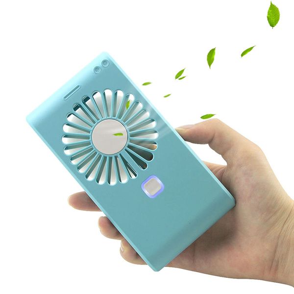 SUPER MALL Portable Fan, USB Rechargeable, 3 Levels of Airflow, Handheld, Ultra Lightweight, Neck Strap Included, Small Fan, Heatstroke Prevention, Light Blue