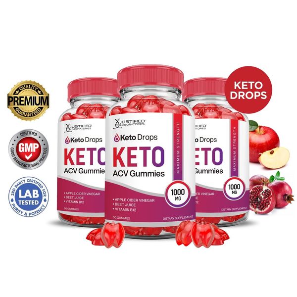 Keto Drops Keto ACV Gummies 1000MG Apple Cider Vinegar 180 Gummys