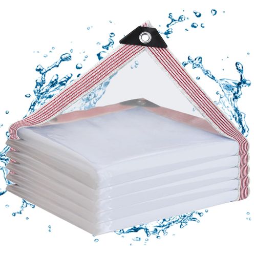 Clear Tarps Waterproof with Grommets 5x6ft,Clear Plastic Tarp Heavy Duty Transparent PVC Vinyl Tarpaulin for Outdoor,Plant,Garden,Chicken Coop,Patio,Cat Litter