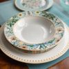 24pc Bone China Dinner Service Set Porcelain Dinnerware MORRIS GARDEN Turquoise