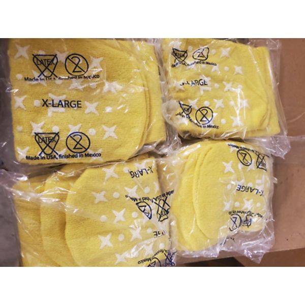 Non Slip Socks XL (4pair) Fall Risk Yellow Hospital Issue Non-slip treads