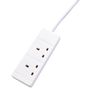 2-Way Extension Lead - Two Gang Multi Plug Socket - White Power Cable 1m