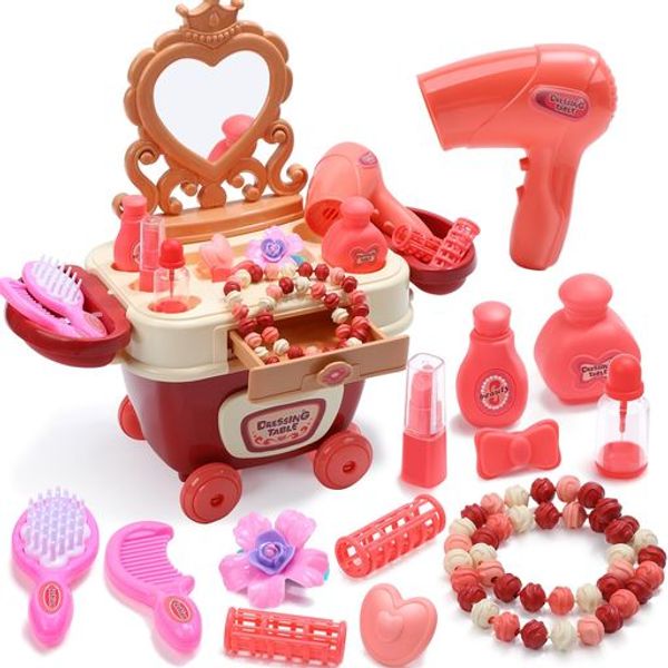 HOLYFUN Pretend Play Makeup Set for Girls, Makeup Toy, Dressing Table Toy, Makeup Toy, Makeup Vanity, Large Storage Space, Movable, Kids Makeup, Plastic Makeup Set, Birthday, Christmas, Gift 