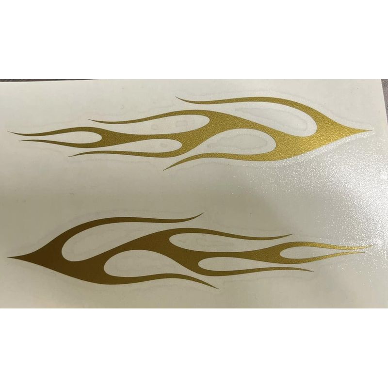 Gold Racing x2 Flames Car auto die cut vinyl decal sticker car window ...