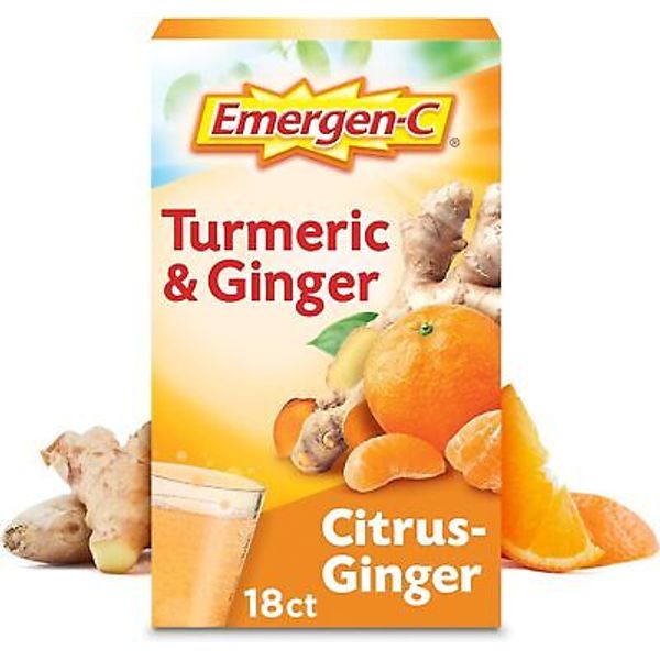 Emergen-C Citrus-Ginger Fizzy Drink Mix, Turmeric and Ginger, Immune...