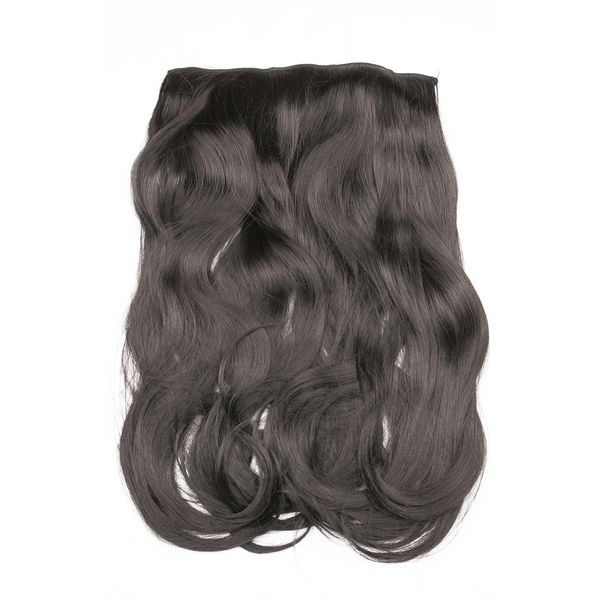 BOMBSHELL AHIR EXTENSIONS 180g 24" 5 Clips Flicky One Piece Half Head Clip On Hair Extensions Wig(M03 DARKEST BROWN)