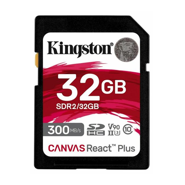 Kingston Canvas React Plus 32GB SDHC Speicherkarte UHS-II 300R/260W U3 V90 for Full HD/4K/8K - SDR2/32GB