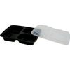 33oz 3-Compartment Rectangular Meal Prep Containers with Lids Black 25pcs