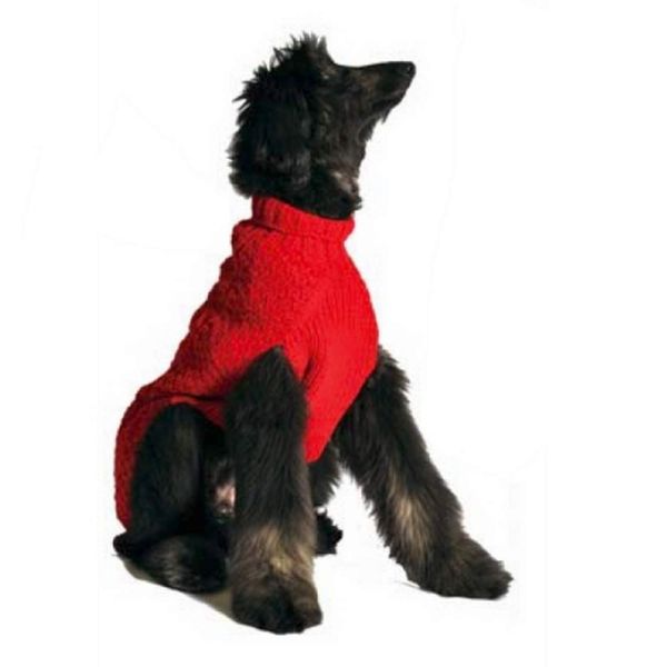 Chilly Dog Red Cable Dog Sweater, X-Large