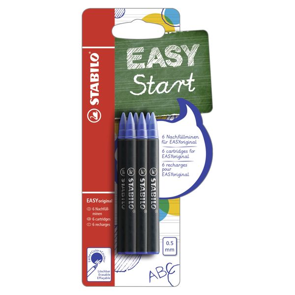 Ergonomic Rollerball - STABILO EASYoriginal Refills - Pack 6 - Blue