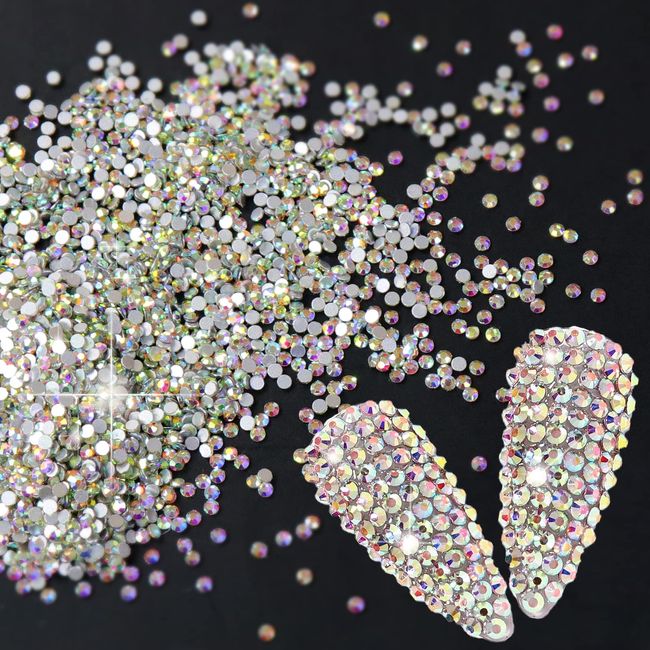 Sularpek 1440PCS Rhinestones, 2MM Flat Back Nail Rhinestones, Crystal AB Rhinestones Nail Art Gems, Professional Nail Art Gems for Nail Face Teeth DIY Crafts