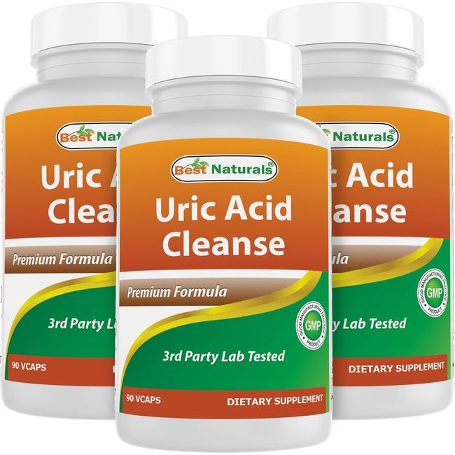 3 Pack Best Naturals Uric Acid Cleanse 90 Vegetarian Capsules