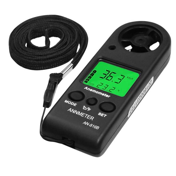 Anemometer Handheld, Digital LCD Backlight Wind Speed Meter Gauge, Measuring Air Flow Velocity Temperature, Weather Velometer with Max/Avg/Current Wind Chill for Meteorology, Drone Flight