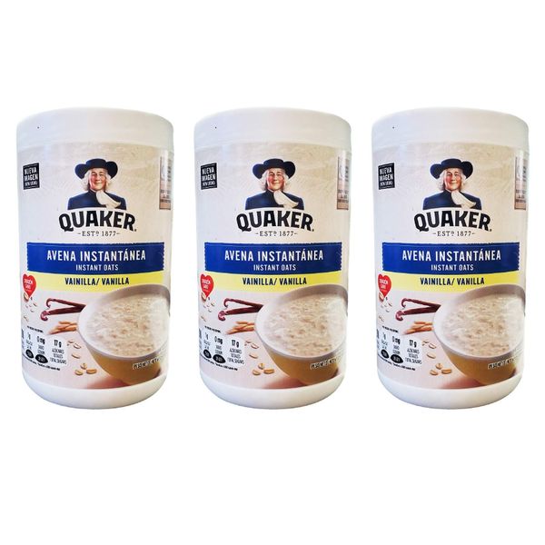 Quaker Avena Instantanea Instant Oats Vanilla, (3 Pack, Total of 34.8 oz)