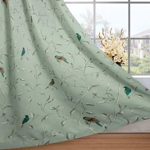 H.VERSAILTEX Blackout Curtains for Bedroom 96 Inches Length Thermal Insulated Birds Rustic Printed Curtain Drapes for Living Room Energy Efficient Room Darkening Home Decoration Pair 2 Panels, Sage