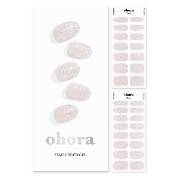 ohora Semi Cured Gel Nail Strips (N Dress Up) - Works with Any Nail Lamps, Salon-Quality, Long Lasting, Easy to Apply & Remove - Includes 2 Prep Pads, Nail File & Wooden Stick