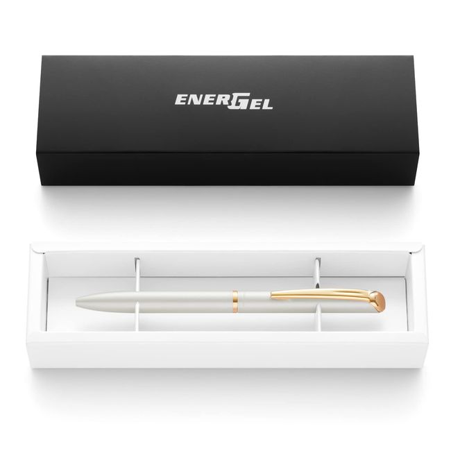 Pentel Gel Ballpoint Pen - EnerGel Philography Pastel Pearl White 0.5mm Gift Box BLN2005PW-AGG